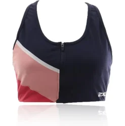 2XU Active Medium Impact Colour Block Zip Crop Top